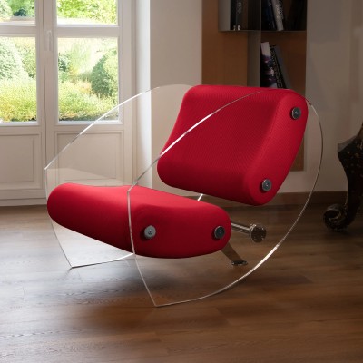 Fauteuil design MW07 en PMMA ou verre trempé – Assise en mousse – Fait main en France.