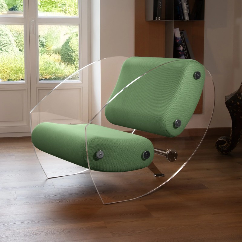 Fauteuil design MW07 en PMMA ou verre trempé – Assise en mousse – Fait main en France.