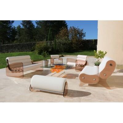 MW06 designer bench in PMMA - Handmade in France.