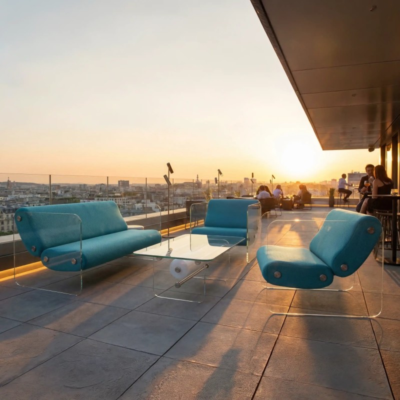 Fauteuil design XL MW08 en verre acrylique - Assise en mousse - Fait main en France.