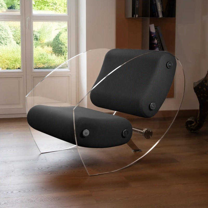 Fauteuil design MW07 en PMMA ou verre trempé – Assise en mousse – Fait main en France.