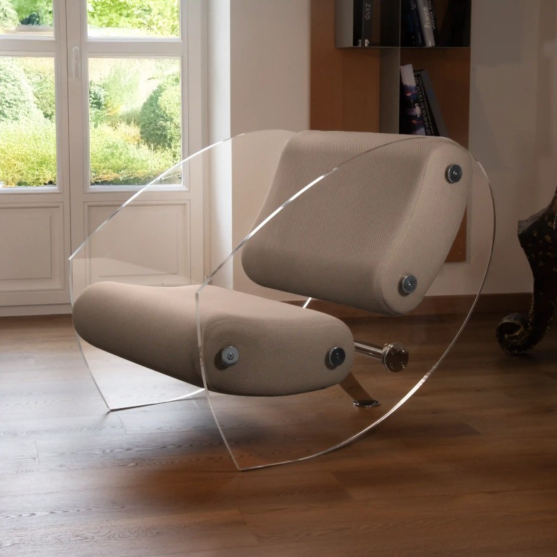 Design-Sessel MW07 aus PMMA oder gehärtetem Glas – Schaumsitz – Handgefertigt in Frankreich.
