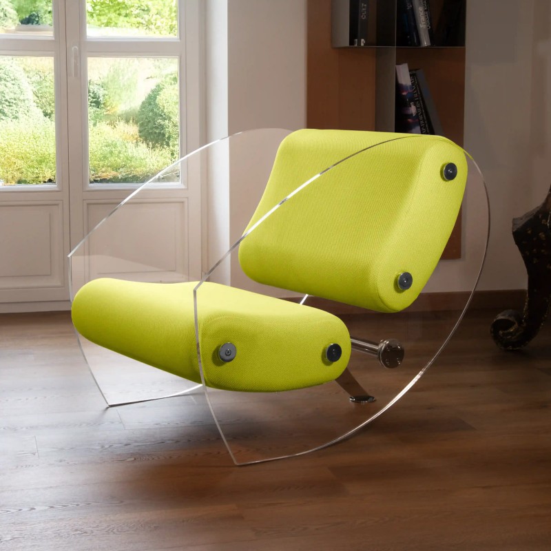 Design-Sessel MW07 aus PMMA oder gehärtetem Glas – Schaumsitz – Handgefertigt in Frankreich.