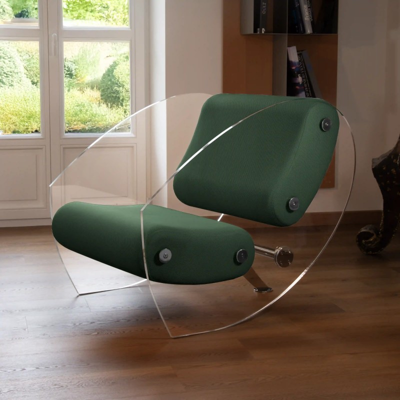 Fauteuil design MW07 en PMMA ou verre trempé – Assise en mousse – Fait main en France.