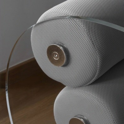 MW07 R6 designer armchair in PMMA or tempered glass – Foam seat – Handmade in France.