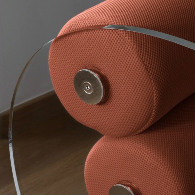MW07 R6 designer armchair in PMMA or tempered glass – Foam seat – Handmade in France.