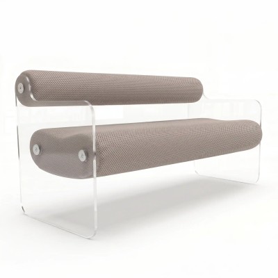 MW04 Designerbank – Seitenteile aus gegossenem PMMA, bohnenförmige Sitzfläche aus Schaumstoff