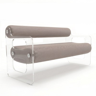 MW04 Designerbank – Version mit 2 Öffnungen – Seitenteile aus gegossenem PMMA, bohnenförmige Sitzfläche aus Schaumstoff